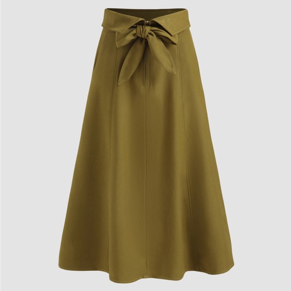 Cider Skirts Nwt Olive Green Midi Skirt With Optional Belt Poshmark